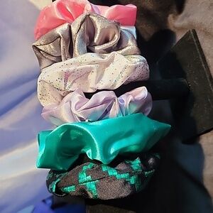 6 Silky Hair Scrunchies Hand Crafted